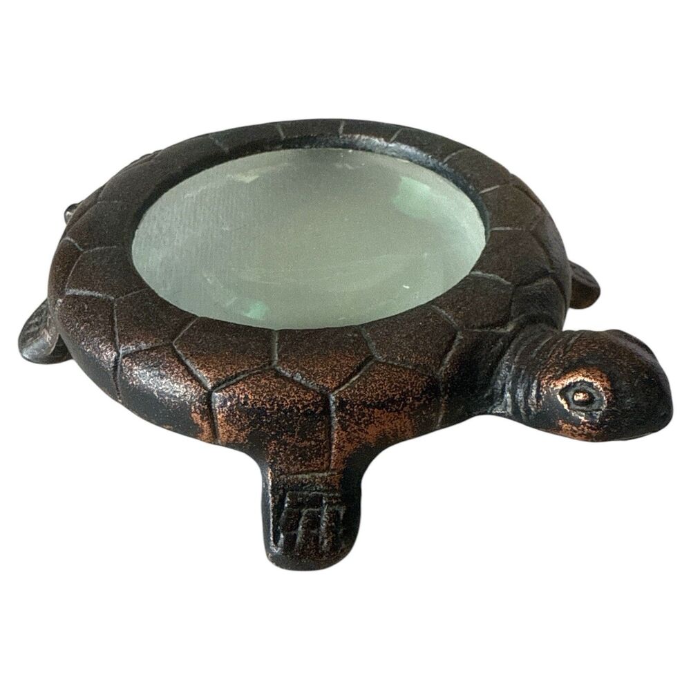 Vintage Brass Turtle Magnifying 4" Paperweight